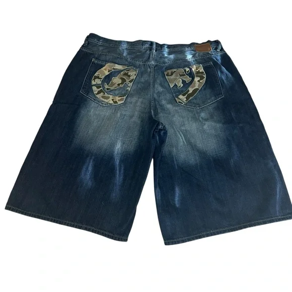 Ecko Unlimited Green Camouflage Jean Y2K Shorts